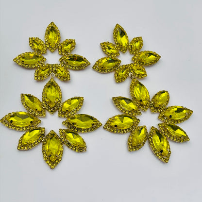 Yellow Rhinestone Statement Earrings – Oversized Luxury Crystal Drop Earrings - Fatisha Boutique #