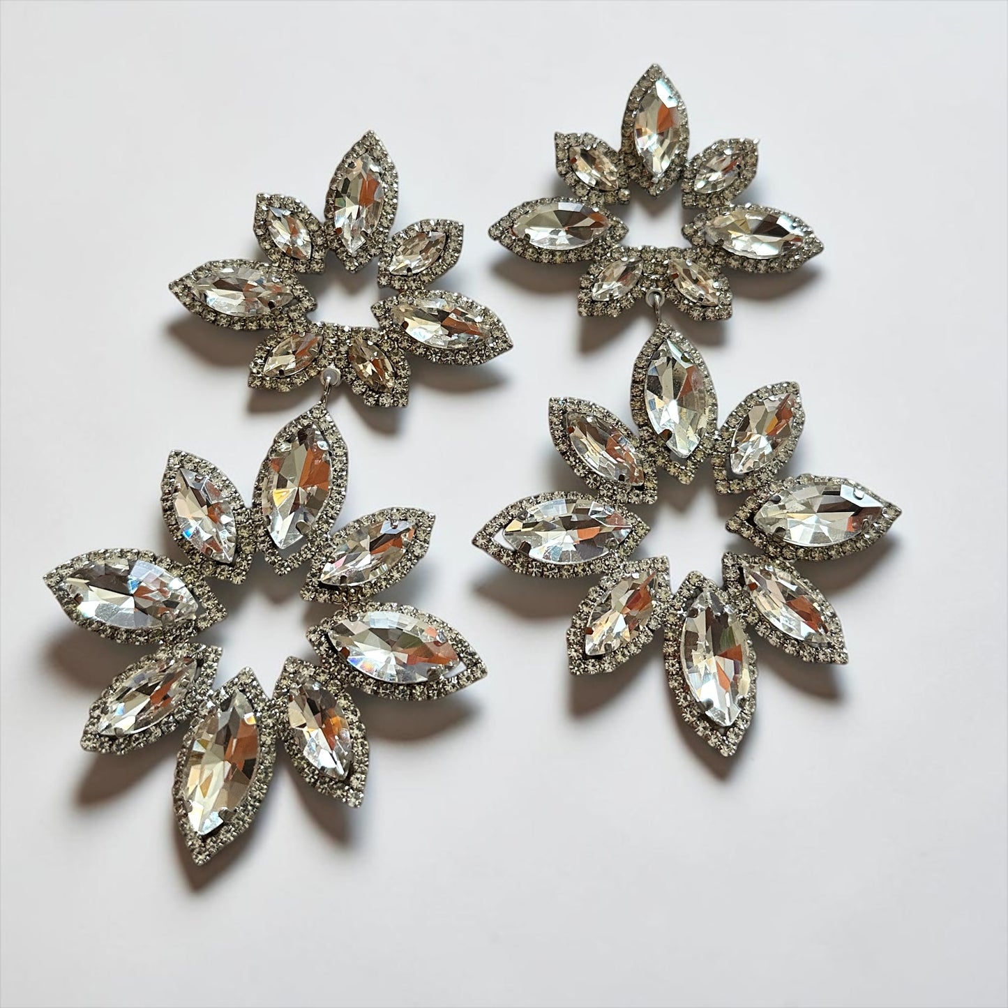 Crystal Flower Statement Earrings – Luxury Rhinestone Drop Earrings for Wedding & Prom - Fatisha Boutique #
