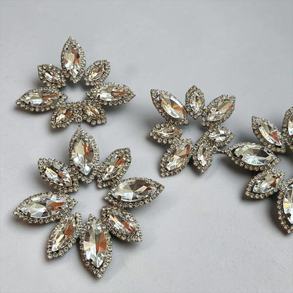 Crystal Flower Statement Earrings – Luxury Rhinestone Drop Earrings for Wedding & Prom - Fatisha Boutique #