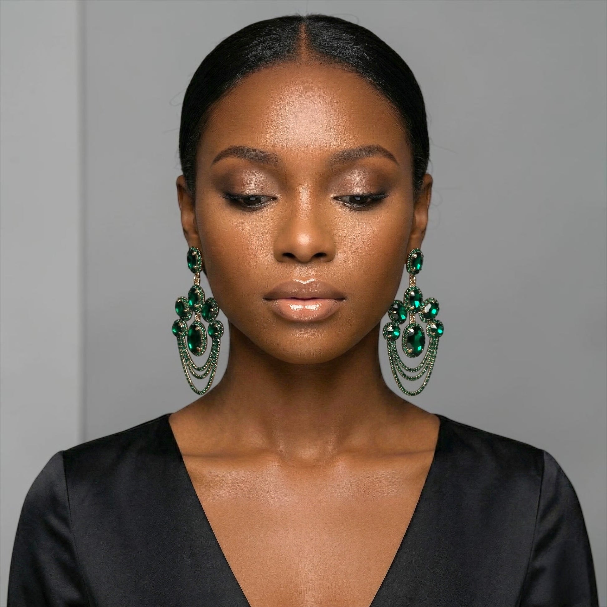 Luxury Chandelier Rhinestone Earrings – Long Elegant Statement Drop Earrings - Fatisha Boutique #