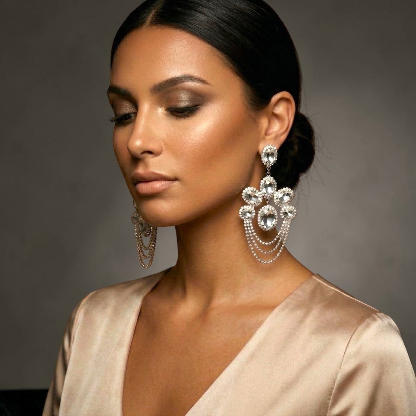 Luxury Chandelier Rhinestone Earrings – Long Elegant Statement Drop Earrings - Fatisha Boutique #
