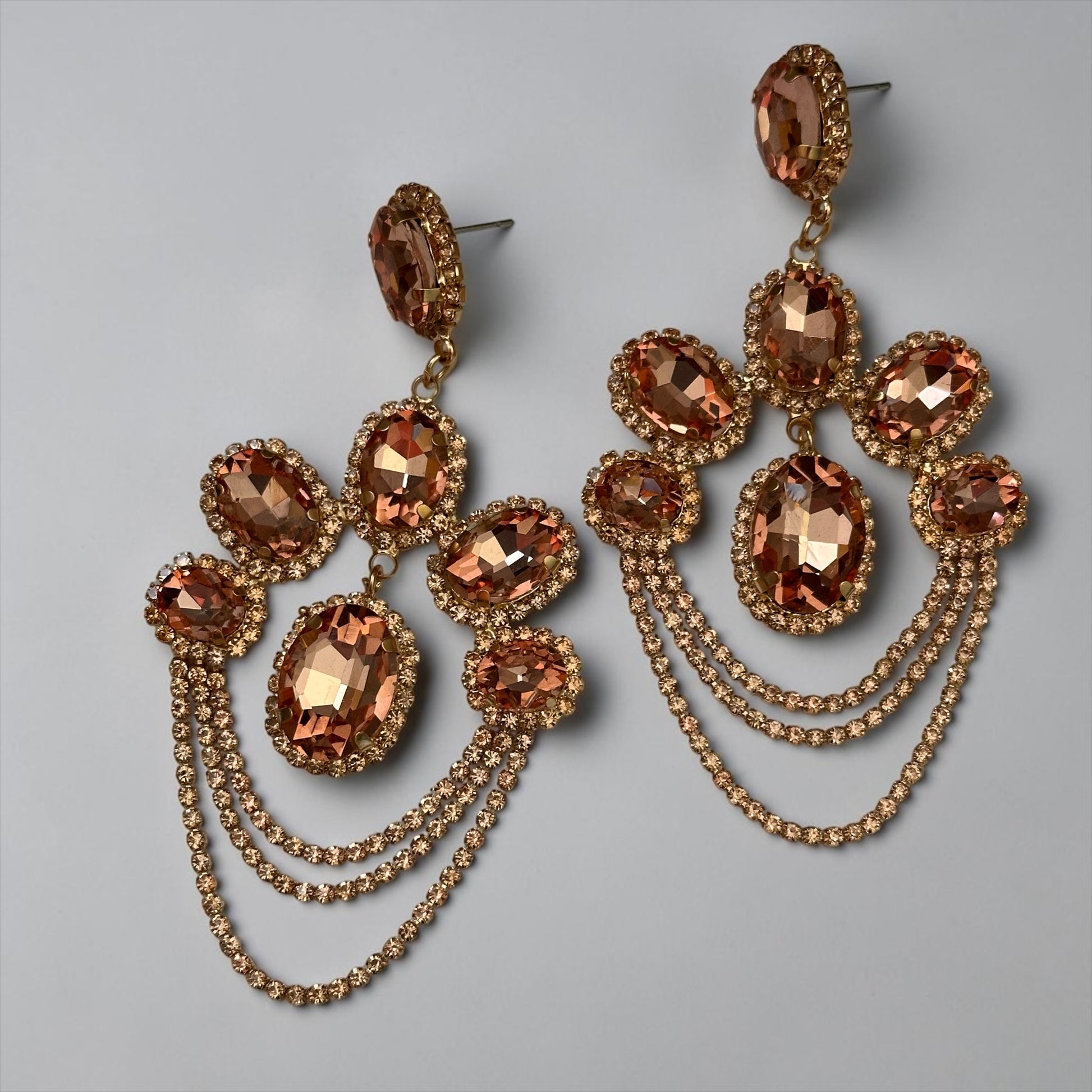 Luxury Chandelier Rhinestone Earrings – Long Elegant Statement Drop Earrings - Fatisha Boutique #
