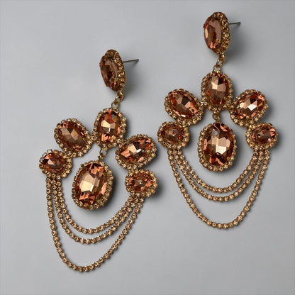 Luxury Chandelier Rhinestone Earrings – Long Elegant Statement Drop Earrings - Fatisha Boutique #