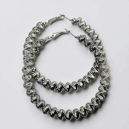 Textured Hoop Earrings – Gold & Silver Statement Hoops for Women - Fatisha Boutique #