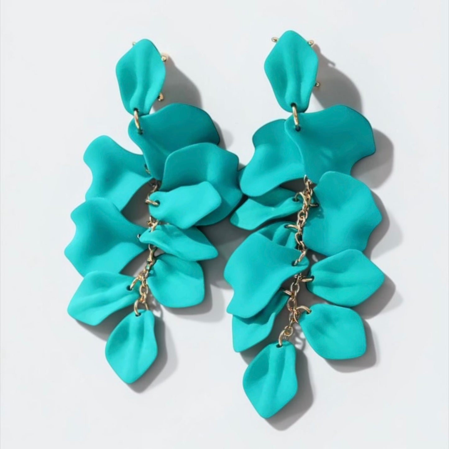 Boho Flower Petal Statement Earrings – Long Acrylic Drop Earrings in Multi Colours - Fatisha Boutique #