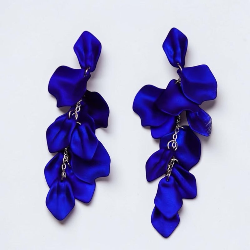 Boho Flower Petal Statement Earrings – Long Acrylic Drop Earrings in Multi Colours - Fatisha Boutique #