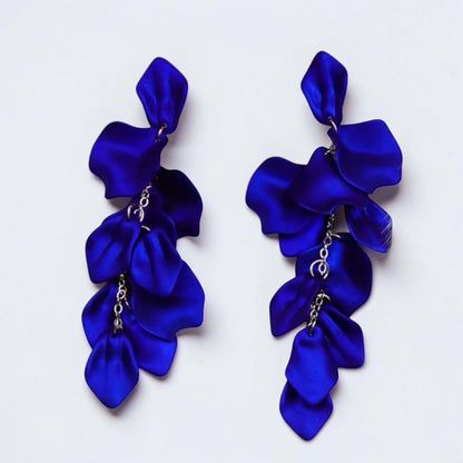 Boho Flower Petal Statement Earrings – Long Acrylic Drop Earrings in Multi Colours - Fatisha Boutique #