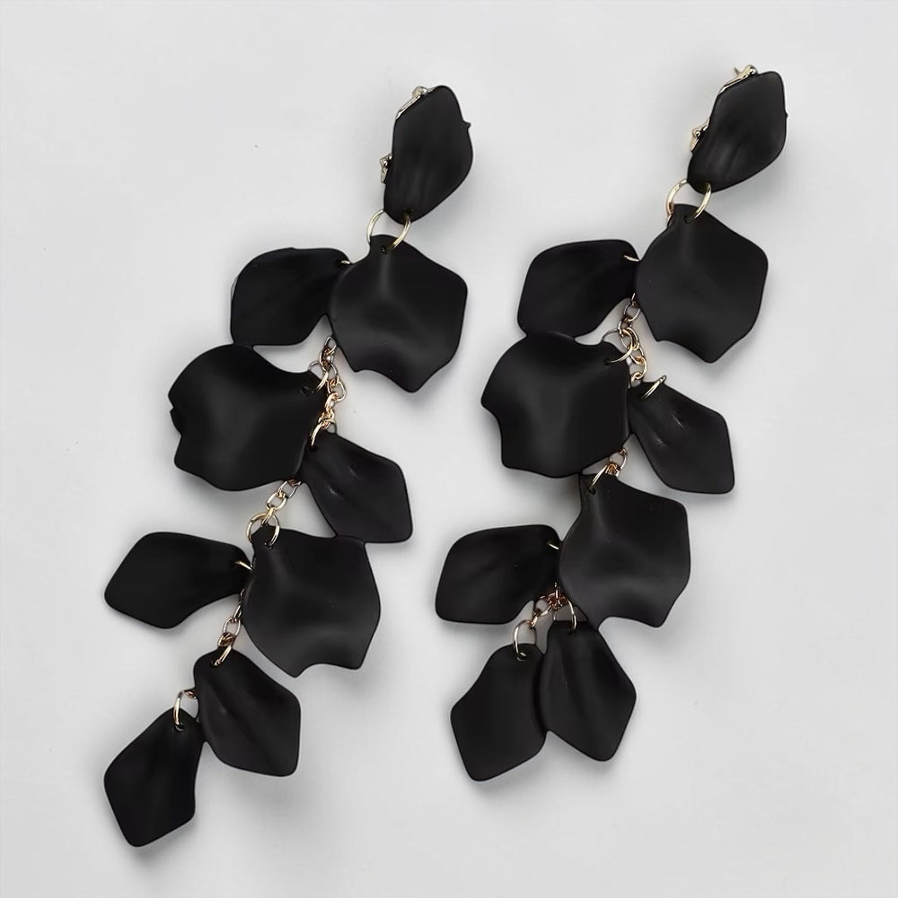 Boho Flower Petal Statement Earrings – Long Acrylic Drop Earrings in Multi Colours - Fatisha Boutique # Fatisha Boutique