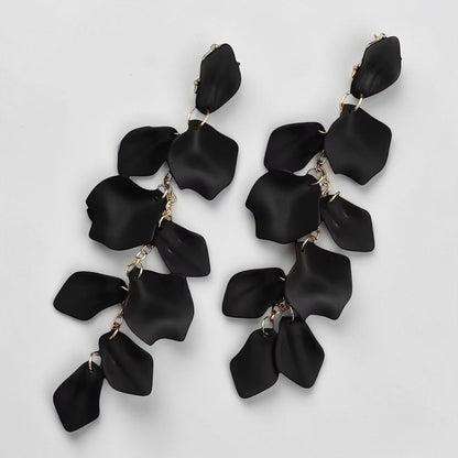 Boho Flower Petal Statement Earrings – Long Acrylic Drop Earrings in Multi Colours - Fatisha Boutique #