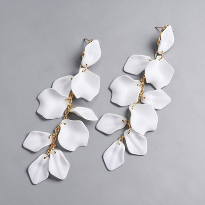 Boho Flower Petal Statement Earrings – Long Acrylic Drop Earrings in Multi Colours - Fatisha Boutique #