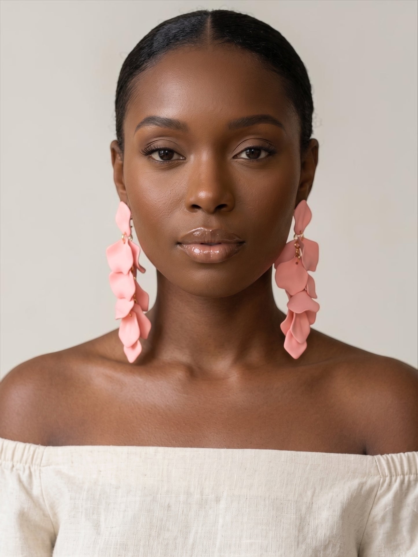 Boho Flower Petal Statement Earrings – Long Acrylic Drop Earrings in Multi Colours - Fatisha Boutique #