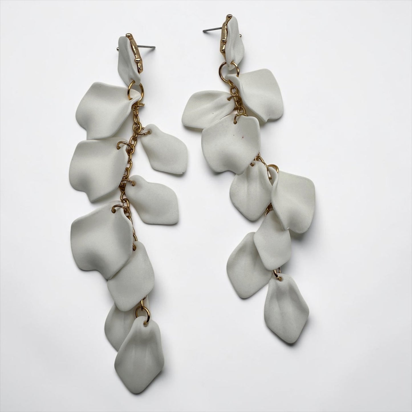 Boho Floral Statement Earrings – Long Lightweight Acrylic Petal Drop Earrings