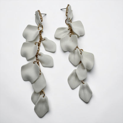 Boho Floral Statement Earrings – Long Lightweight Acrylic Petal Drop Earrings