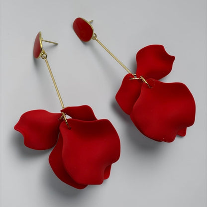 Long Boho Petal Drop Earrings – Lightweight Acrylic Floral Statement Dangles for Women - Fatisha Boutique #