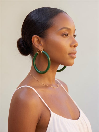 Boho Chunky Hoop Earrings – Lightweight 8cm Statement Hoops in Multiple Colours - Fatisha Boutique #