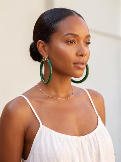 Boho Chunky Hoop Earrings – Lightweight 8cm Statement Hoops in Multiple Colours - Fatisha Boutique #