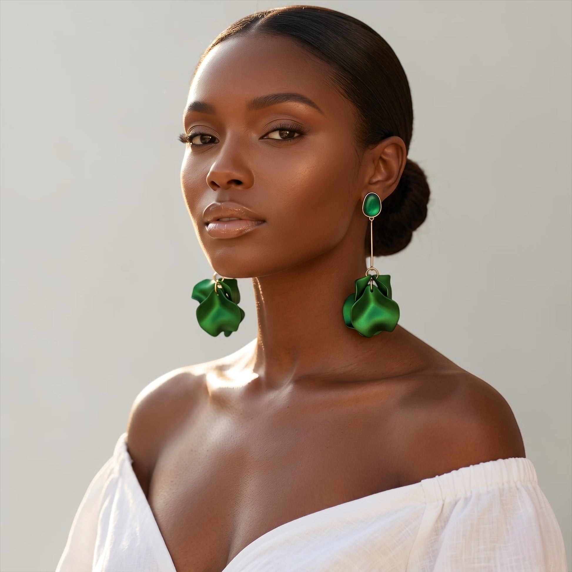 Long Boho Petal Drop Earrings – Lightweight Acrylic Floral Statement Dangles for Women - Fatisha Boutique #