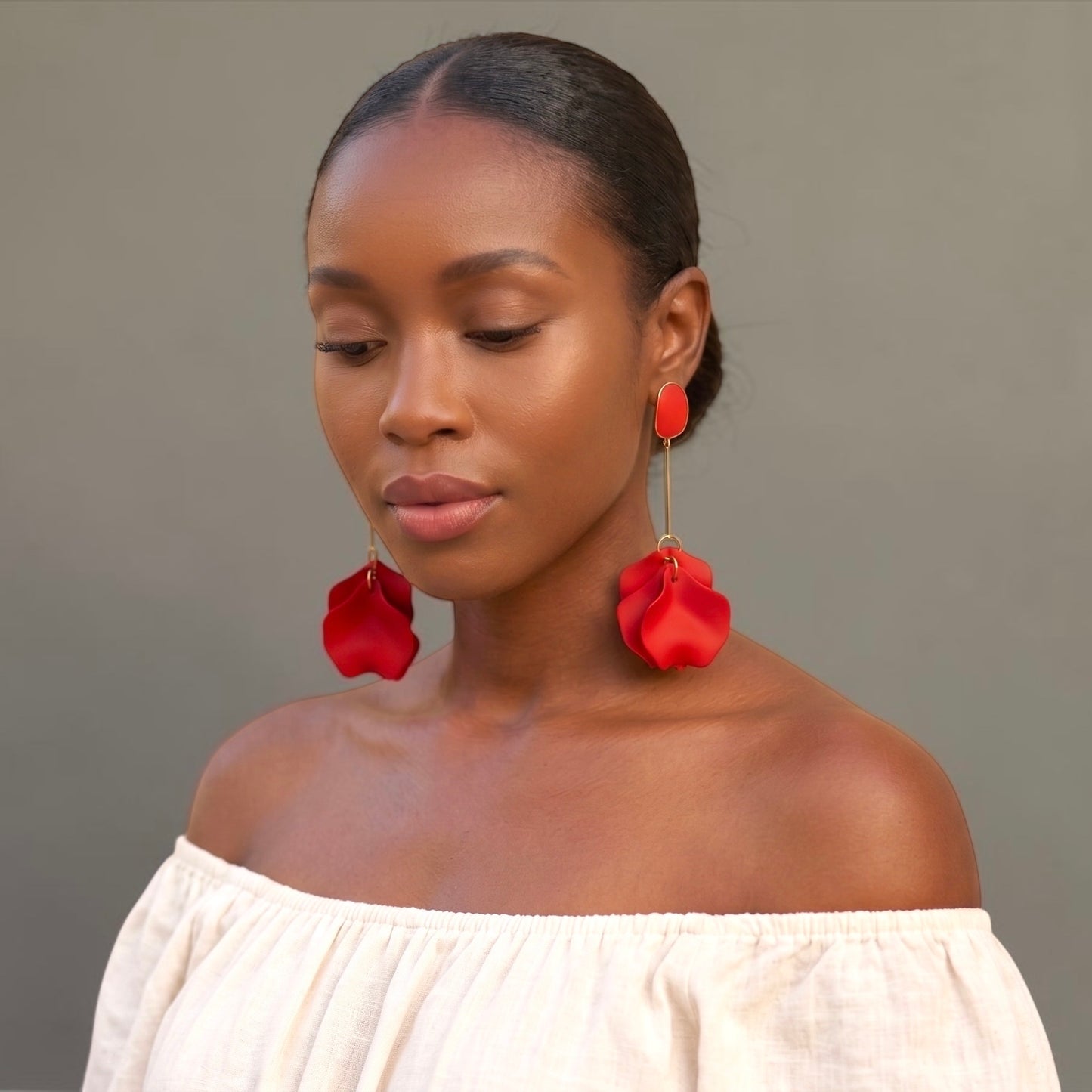 Long Boho Petal Drop Earrings – Lightweight Acrylic Floral Statement Dangles for Women - Fatisha Boutique #