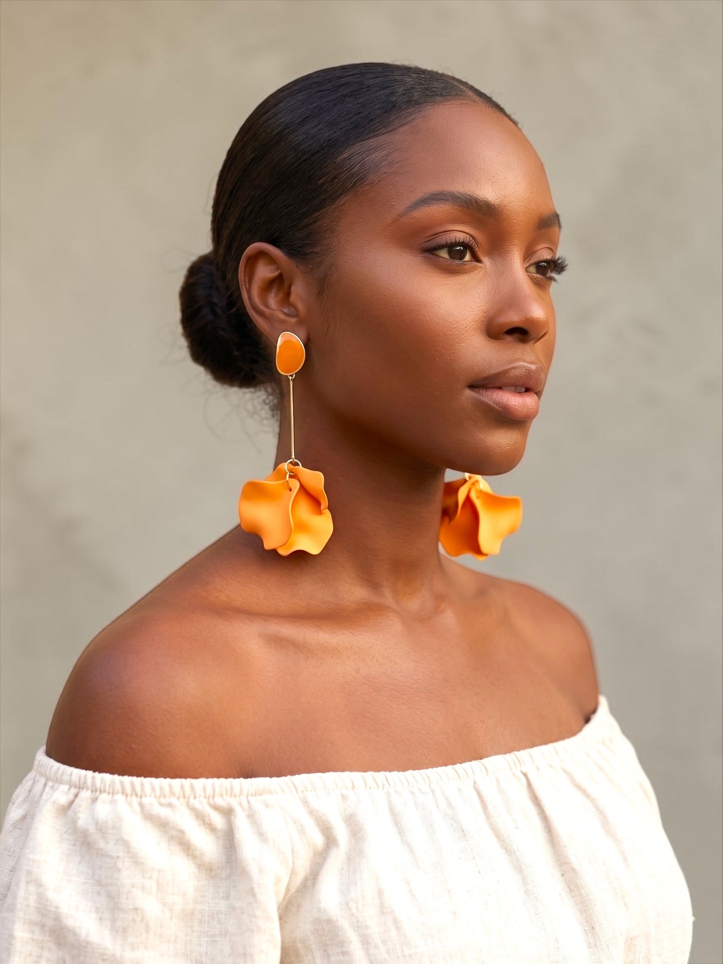 Long Boho Petal Drop Earrings – Lightweight Acrylic Floral Statement Dangles for Women - Fatisha Boutique #