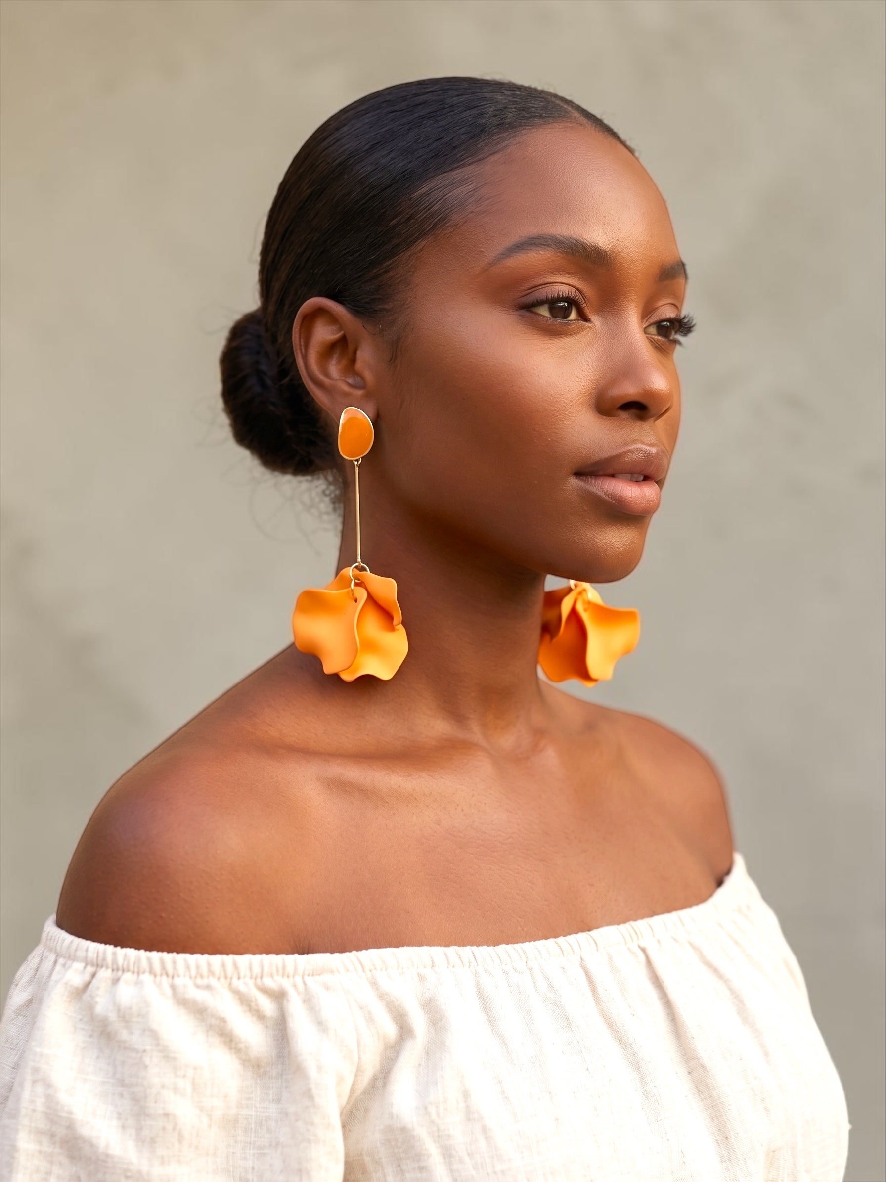 Long Boho Petal Drop Earrings – Lightweight Acrylic Floral Statement Dangles for Women - Fatisha Boutique #