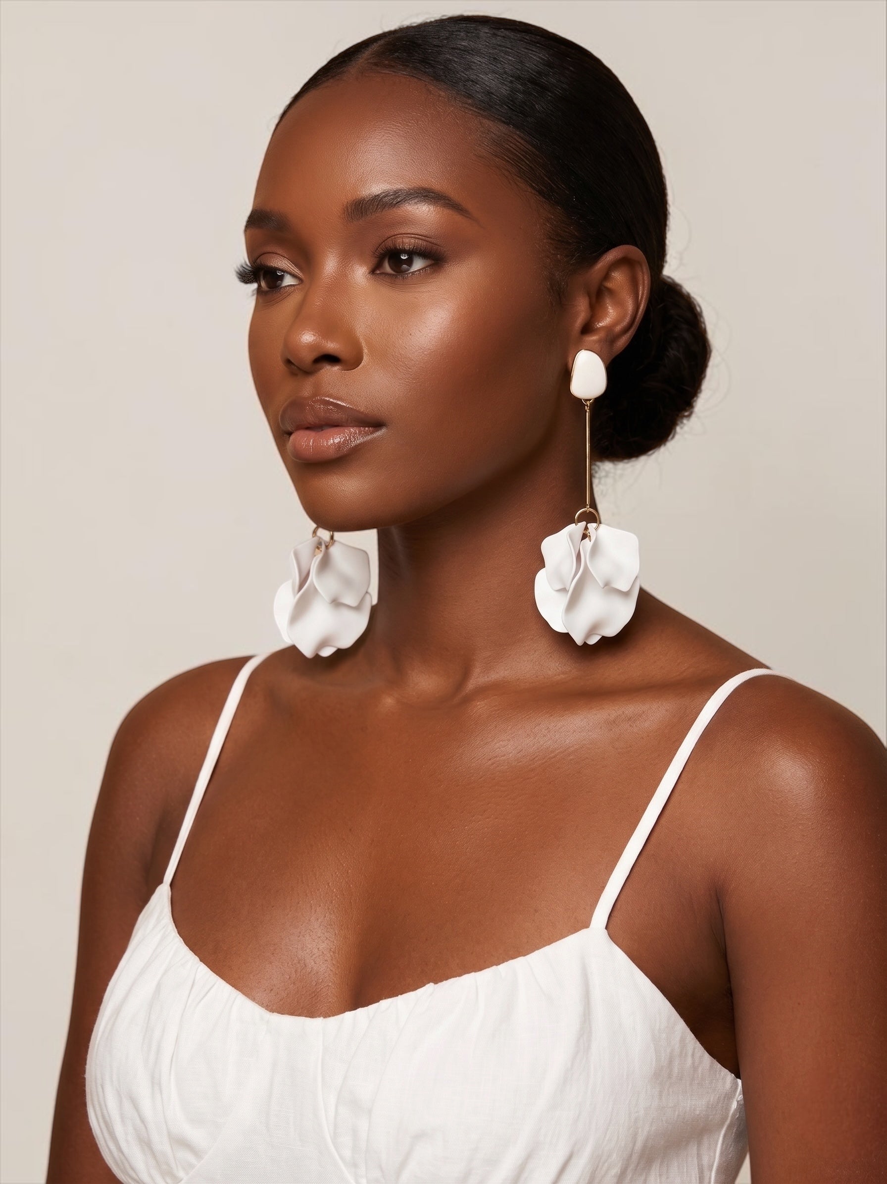Long Boho Petal Drop Earrings – Lightweight Acrylic Floral Statement Dangles for Women - Fatisha Boutique #