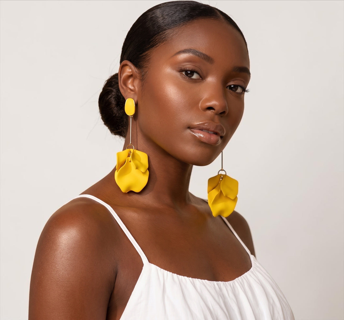 Long Boho Petal Drop Earrings – Lightweight Acrylic Floral Statement Dangles for Women - Fatisha Boutique #