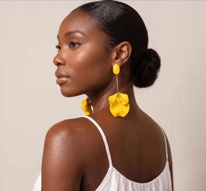 Long Boho Petal Drop Earrings – Lightweight Acrylic Floral Statement Dangles for Women - Fatisha Boutique #