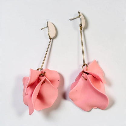 Long Boho Petal Drop Earrings – Lightweight Acrylic Floral Statement Dangles for Women