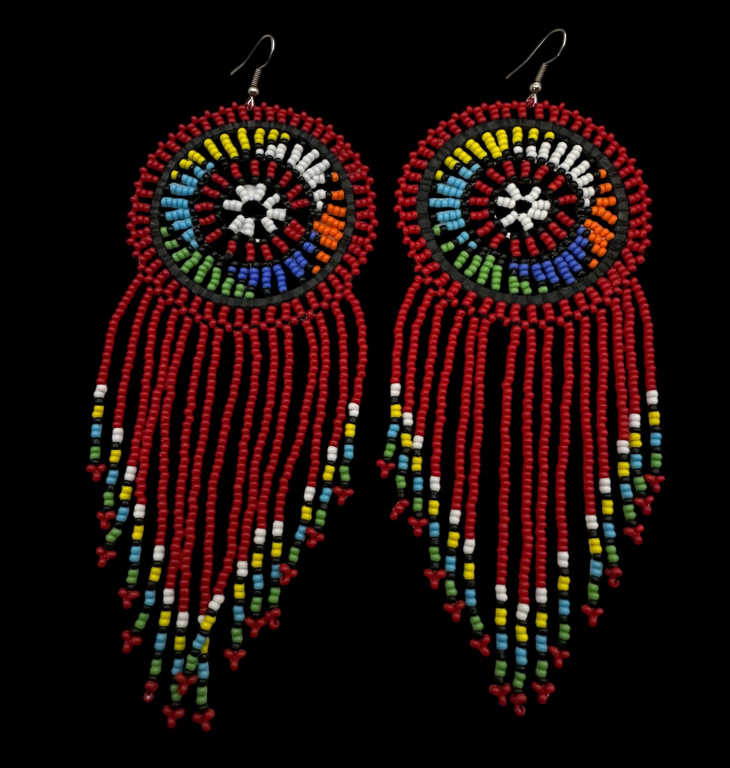 Maasai Beaded Statement Earrings – Handmade African Tassel Drop Earrings, Bold Ethnic Jewellery - Fatisha Boutique #
