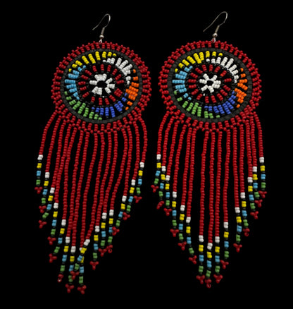 Maasai Beaded Statement Earrings – Handmade African Tassel Drop Earrings, Bold Ethnic Jewellery - Fatisha Boutique #