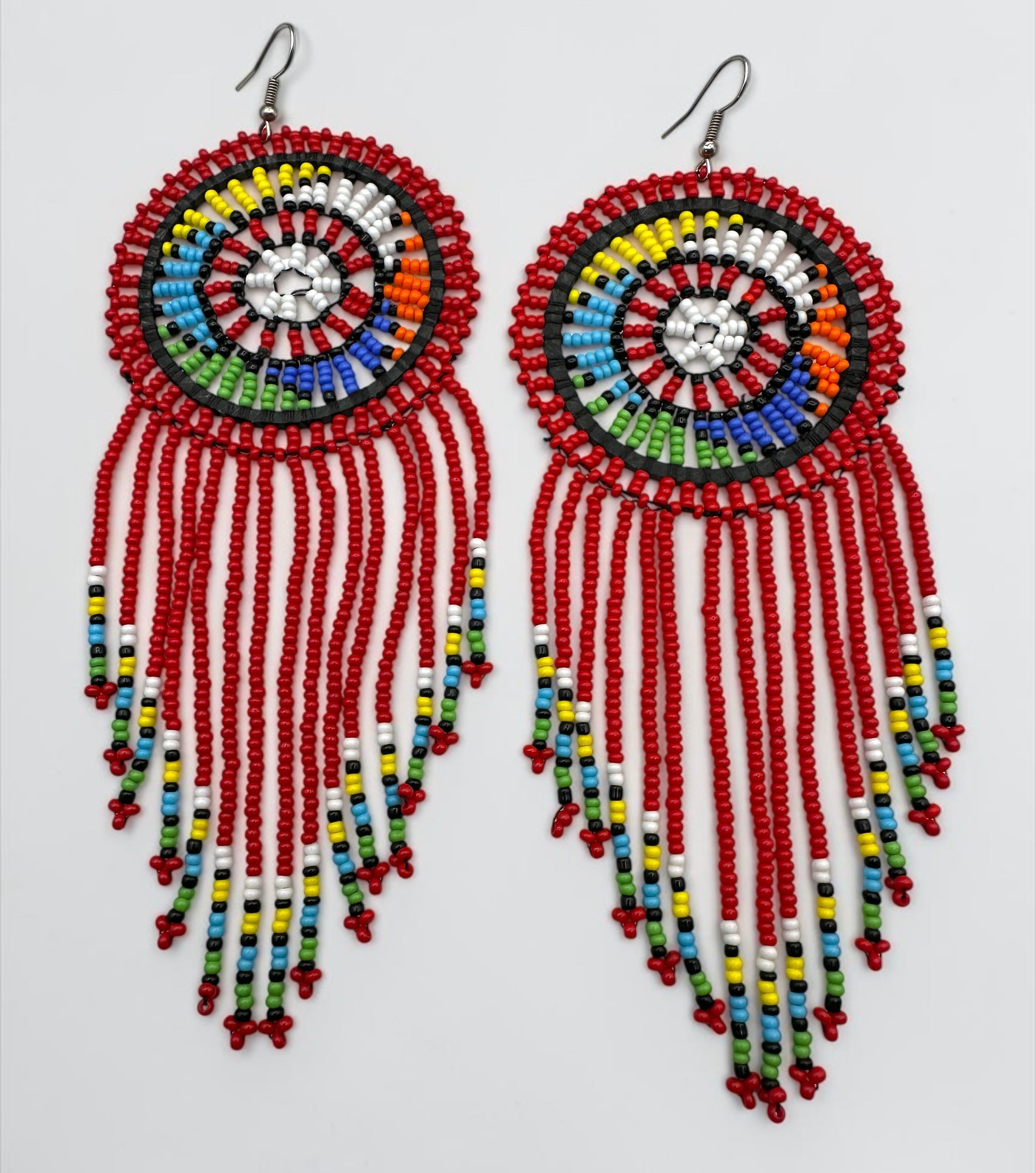 Maasai Beaded Statement Earrings – Handmade African Tassel Drop Earrings, Bold Ethnic Jewellery - Fatisha Boutique #