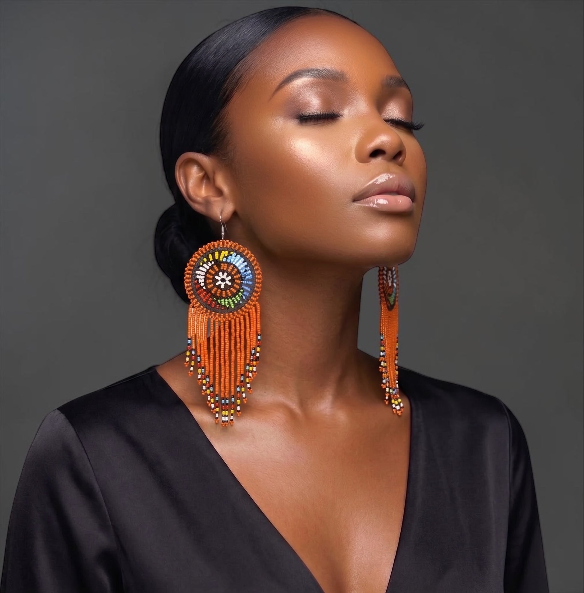 Maasai Beaded Statement Earrings – Handmade African Tassel Drop Earrings, Bold Ethnic Jewellery - Fatisha Boutique #