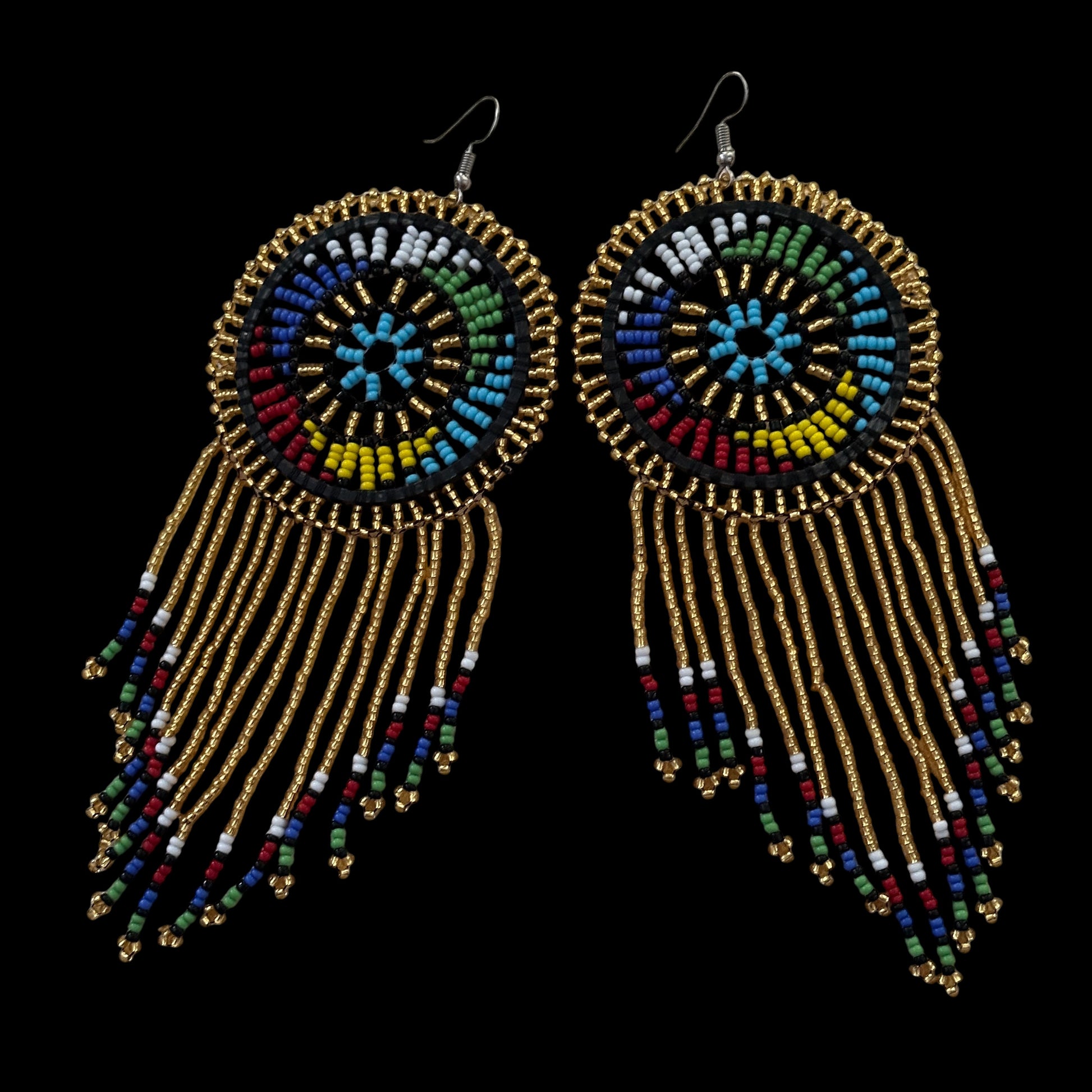 Maasai Beaded Statement Earrings – Handmade African Tassel Drop Earrings, Bold Ethnic Jewellery - Fatisha Boutique #