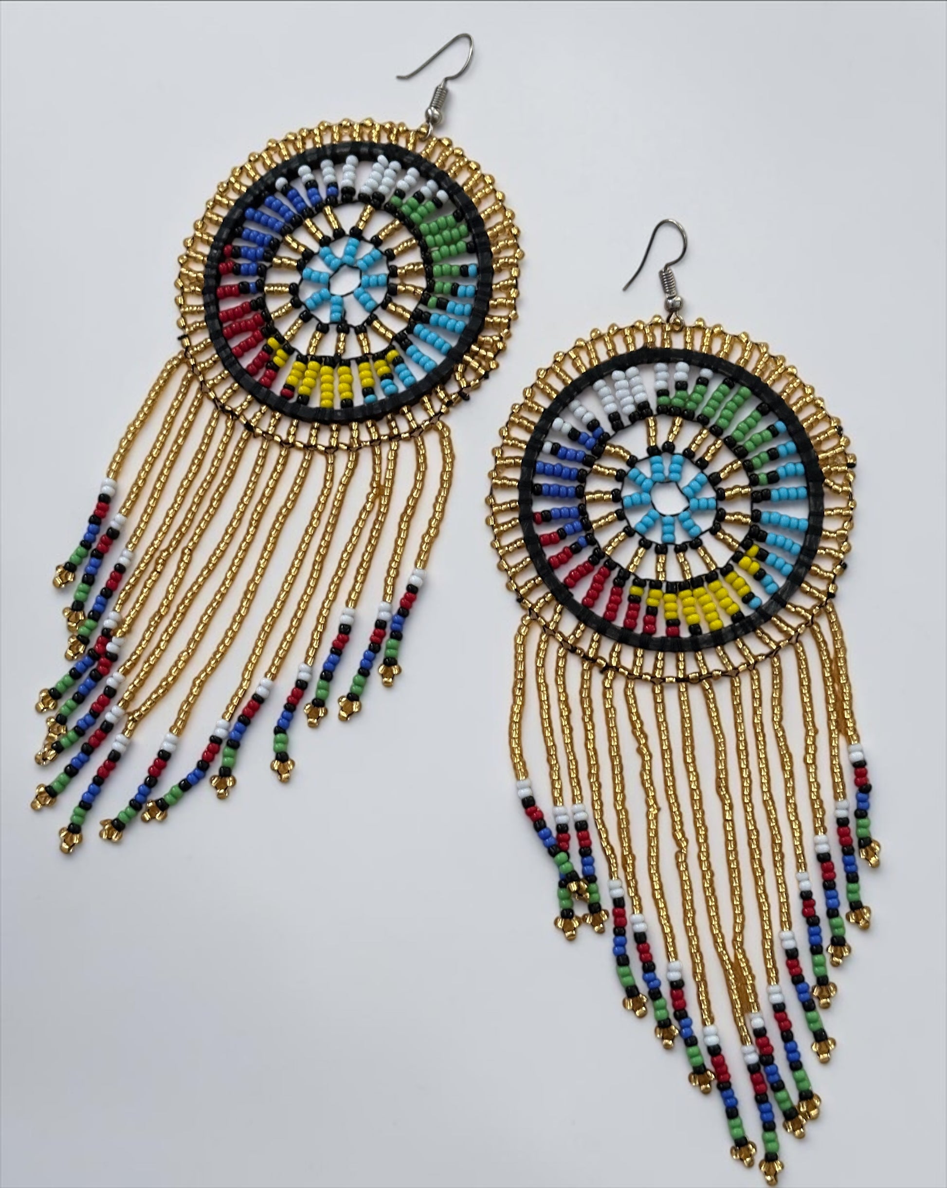 Maasai Beaded Statement Earrings – Handmade African Tassel Drop Earrings, Bold Ethnic Jewellery - Fatisha Boutique #