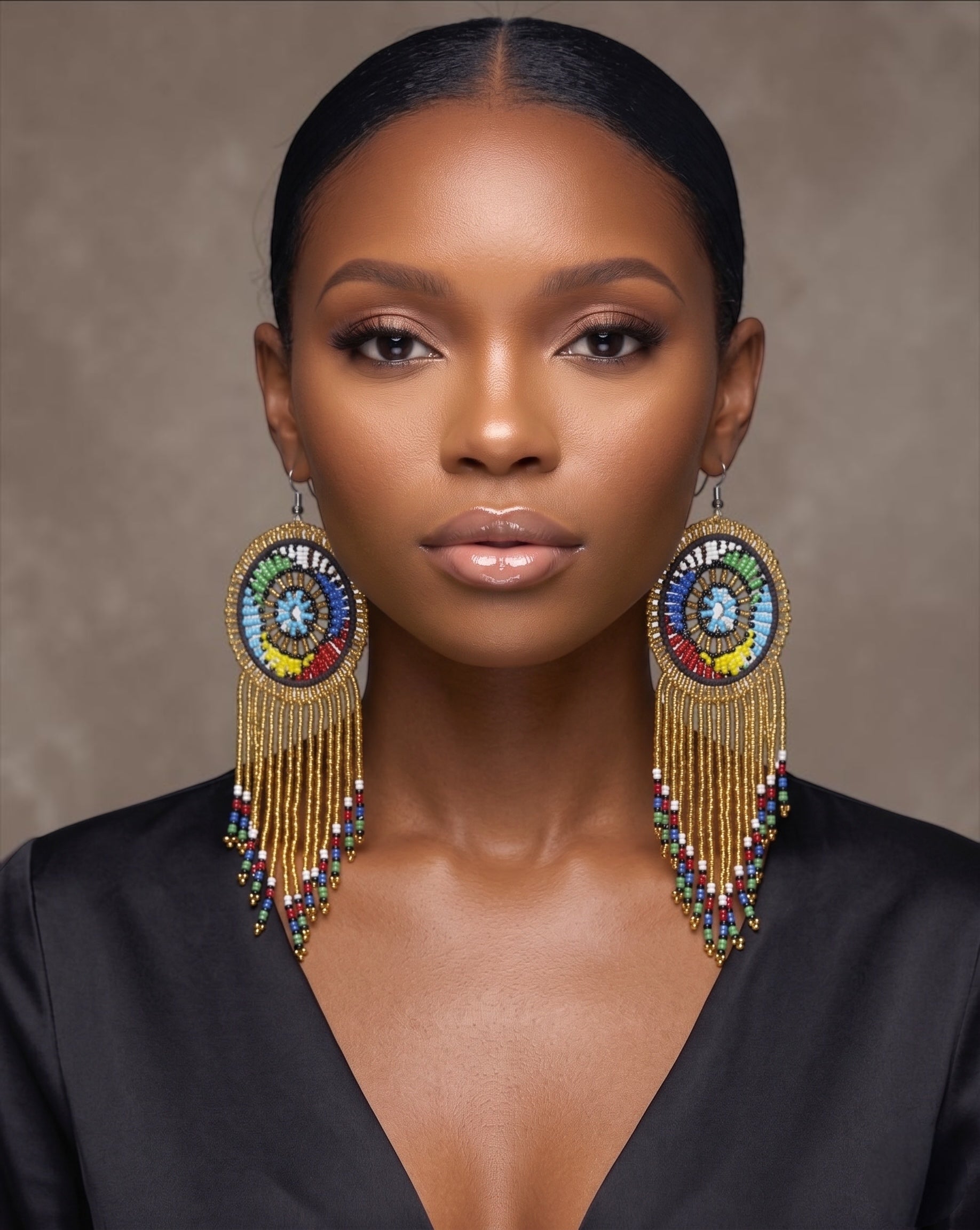 Maasai Beaded Statement Earrings – Handmade African Tassel Drop Earrings, Bold Ethnic Jewellery - Fatisha Boutique #