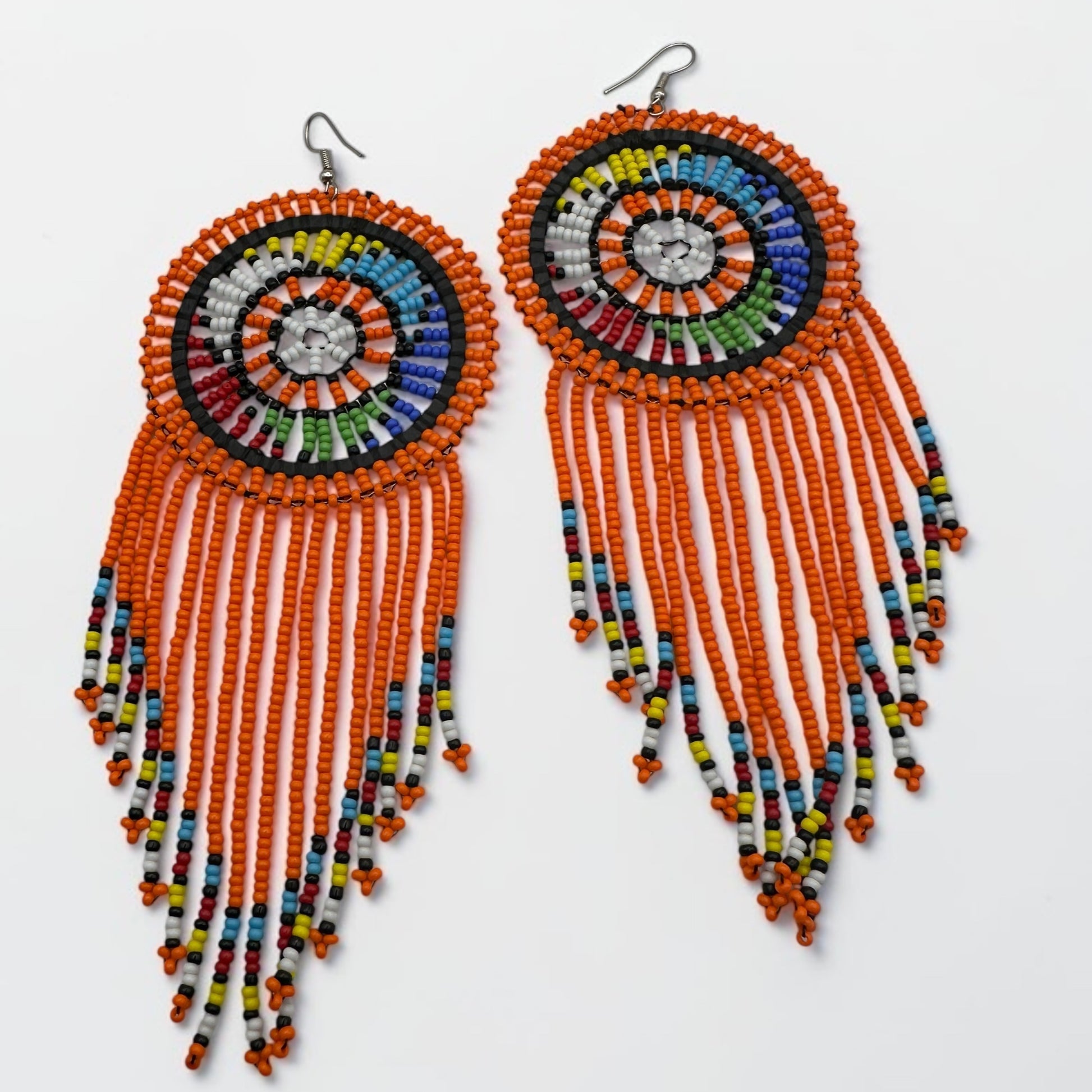 Maasai Beaded Statement Earrings – Handmade African Tassel Drop Earrings, Bold Ethnic Jewellery - Fatisha Boutique #