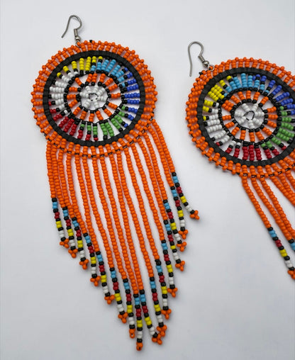 Maasai Beaded Statement Earrings – Handmade African Tassel Drop Earrings, Bold Ethnic Jewellery - Fatisha Boutique #