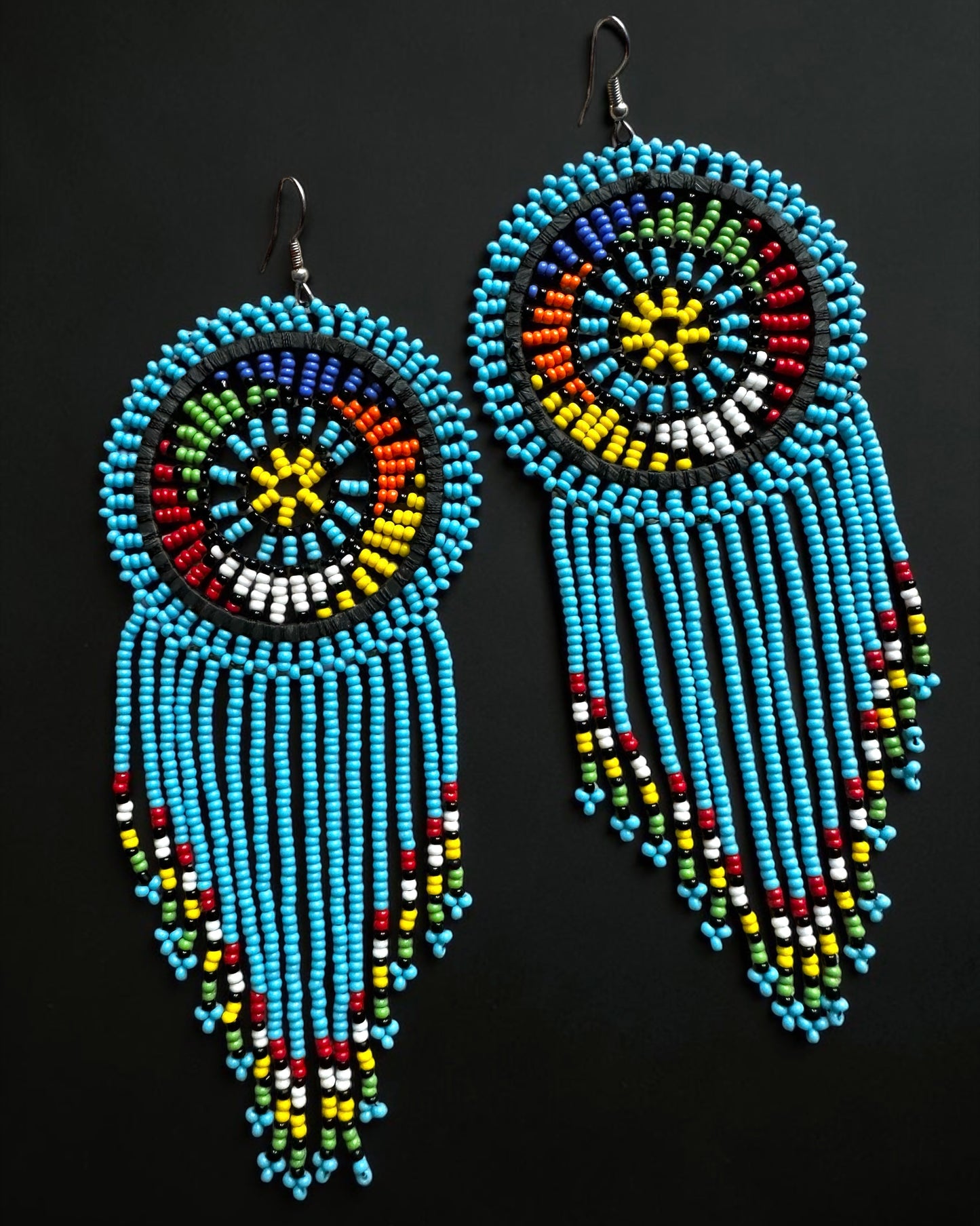 Maasai Beaded Statement Earrings – Handmade African Tassel Drop Earrings, Bold Ethnic Jewellery - Fatisha Boutique #