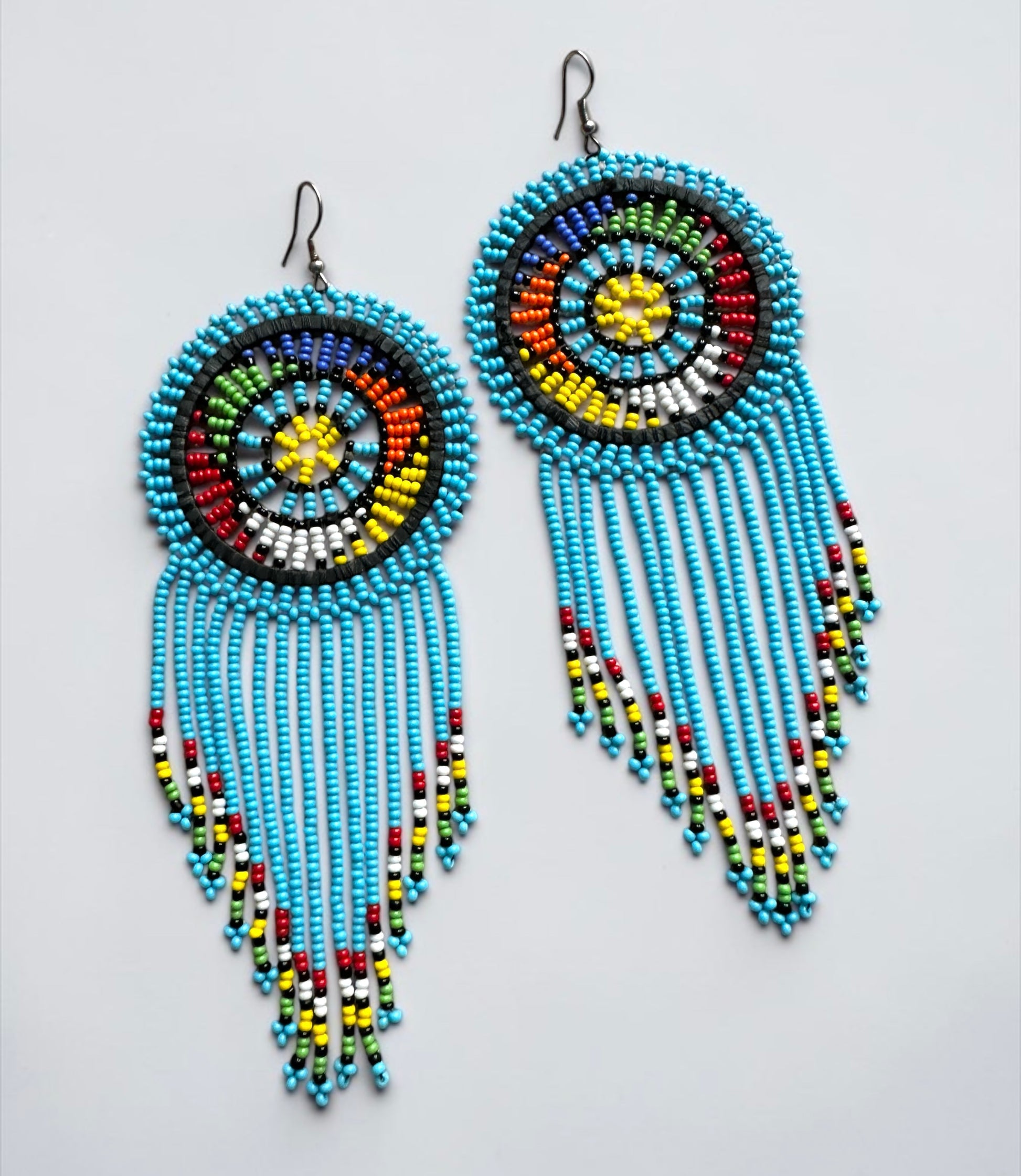Maasai Beaded Statement Earrings – Handmade African Tassel Drop Earrings, Bold Ethnic Jewellery - Fatisha Boutique #