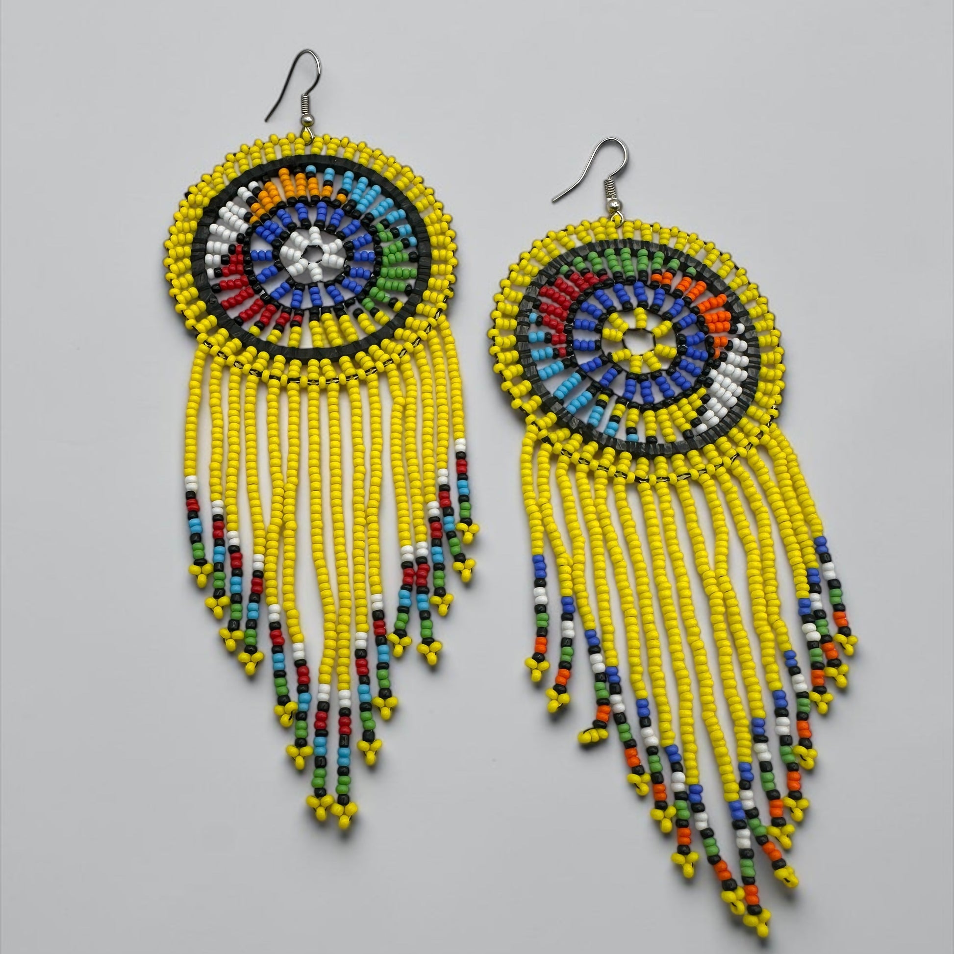 Maasai Beaded Statement Earrings – Handmade African Tassel Drop Earrings, Bold Ethnic Jewellery - Fatisha Boutique #