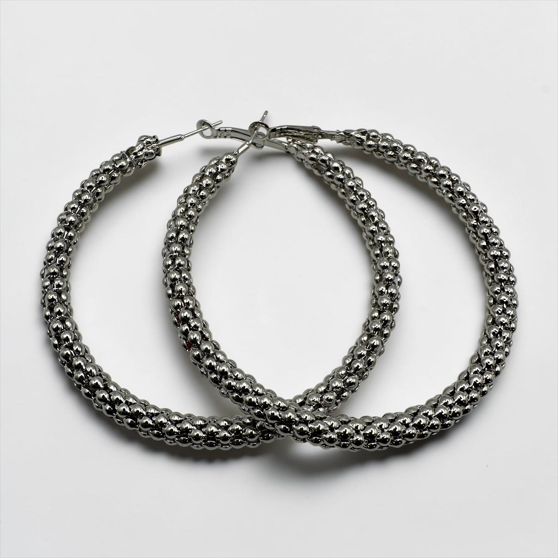 Chunky Beaded Hoop Earrings – 7cm Bold Statement Gold & Silver Hoops - Fatisha Boutique #