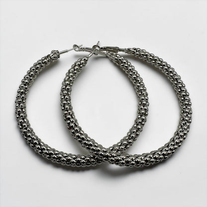 Chunky Beaded Hoop Earrings – 7cm Bold Statement Gold & Silver Hoops - Fatisha Boutique #