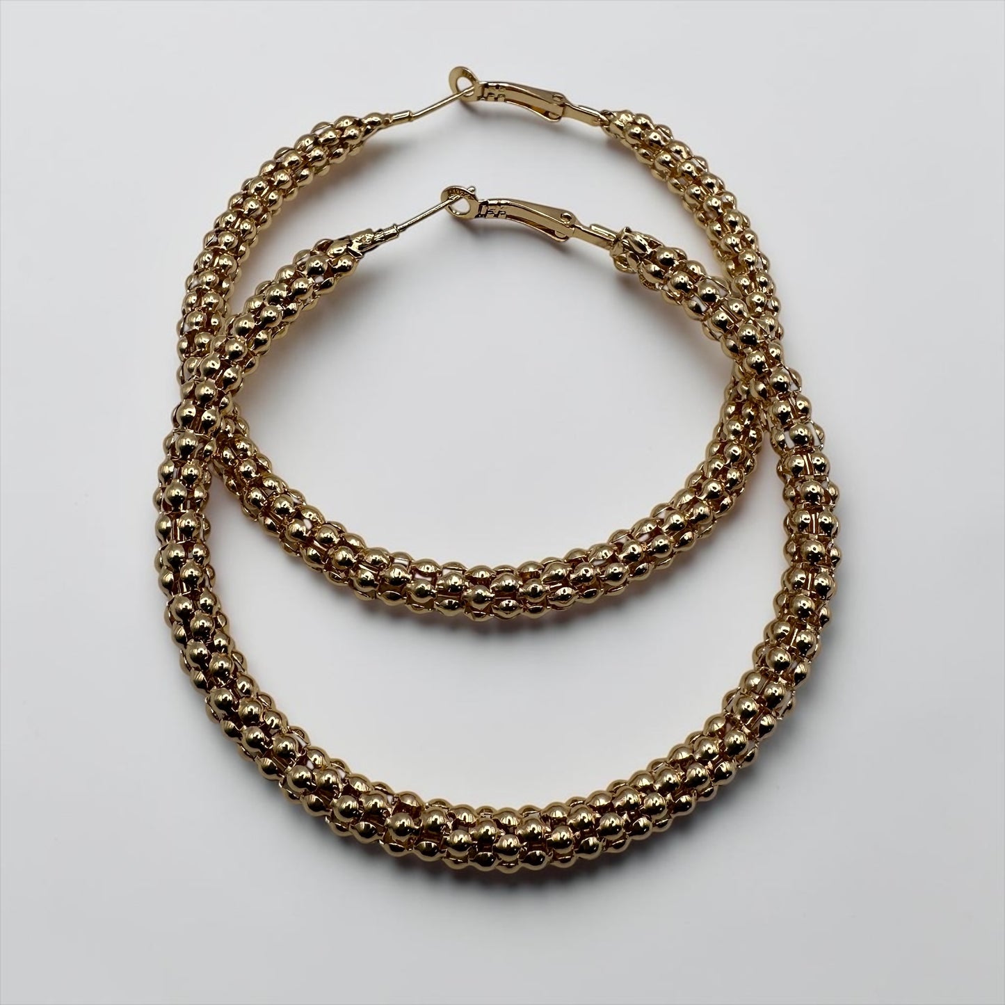 Chunky Beaded Hoop Earrings – 7cm Bold Statement Gold & Silver Hoops - Fatisha Boutique # Fatisha Boutique