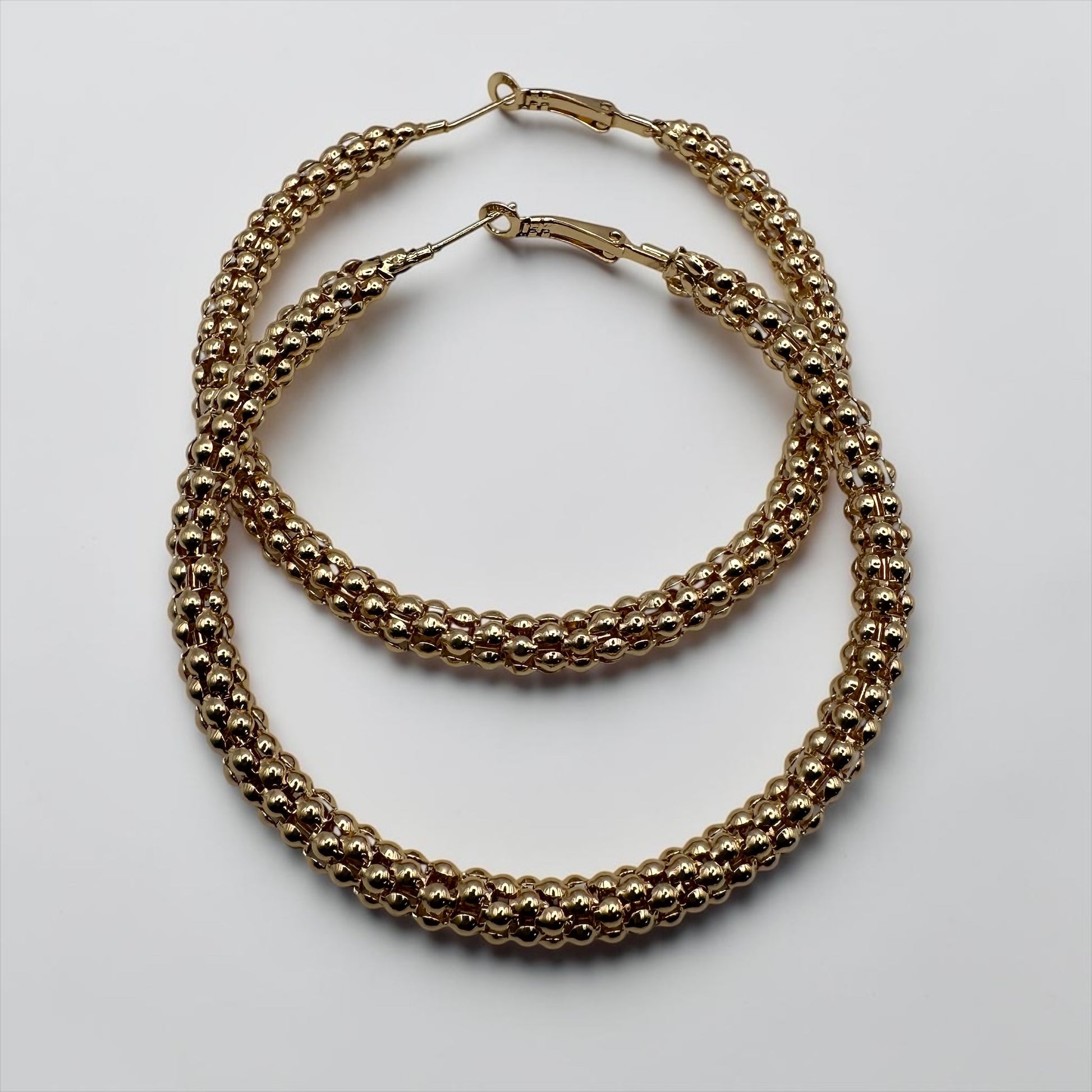 Chunky Beaded Hoop Earrings – 7cm Bold Statement Gold & Silver Hoops - Fatisha Boutique #