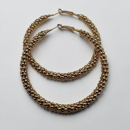 Chunky Beaded Hoop Earrings – 7cm Bold Statement Gold & Silver Hoops - Fatisha Boutique #