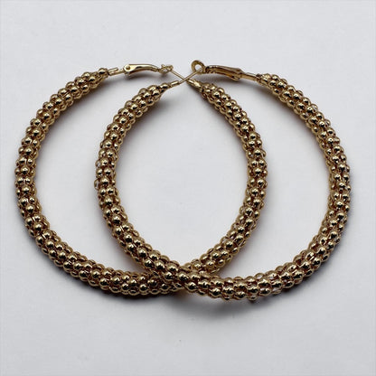 Chunky Beaded Hoop Earrings – 7cm Bold Statement Gold & Silver Hoops - Fatisha Boutique #