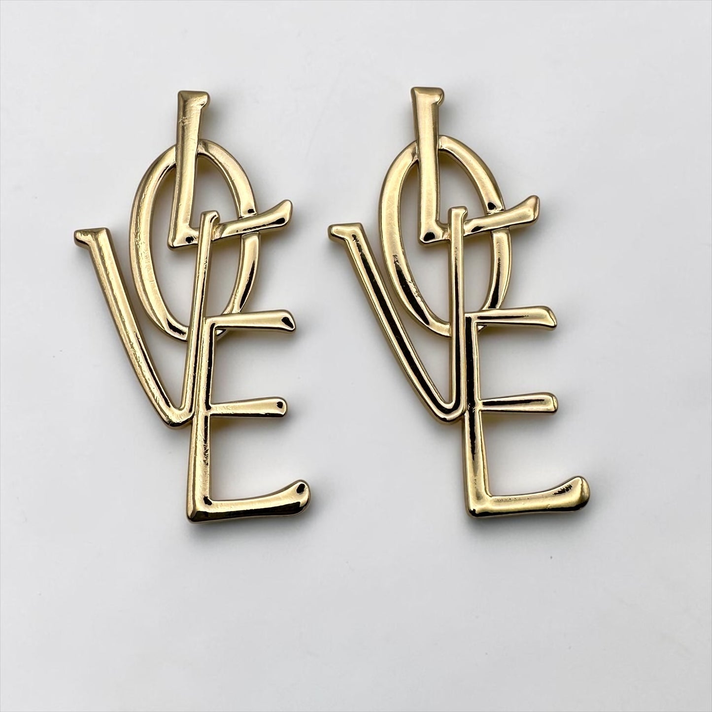 Bold LOVE Letter Statement Earrings – Oversized Gold & Silver Drop Earrings for Women - Fatisha Boutique #