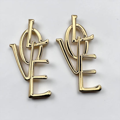 Bold LOVE Letter Statement Earrings – Oversized Gold & Silver Drop Earrings for Women - Fatisha Boutique #