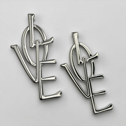 Bold LOVE Letter Statement Earrings – Oversized Gold & Silver Drop Earrings for Women - Fatisha Boutique #