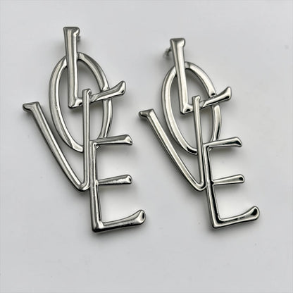 Bold LOVE Letter Statement Earrings – Oversized Gold & Silver Drop Earrings for Women - Fatisha Boutique #